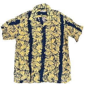 Sun Surf Yellow Floral Reproduction Aloha Hawaiian Shirt Made in Japan